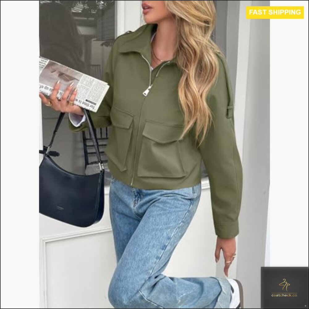 Cropped Utility Jacket With Pockets, Lightweight … - image 4